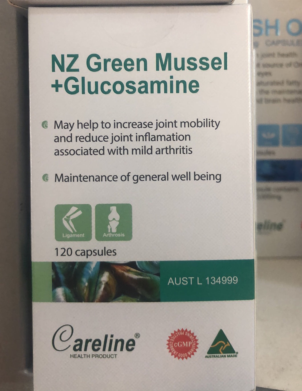 Careline NZ Green Mussel +Glucosamine  120 Caps