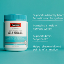 Load image into Gallery viewer, Swisse Ultiboost Odourless Wild Fish Oil 1000mg 无腥深海鱼油400 Capsules
