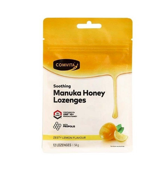 Comvita Manuka Honey Lozenges Zesty Lemon Flavour 12 Lozenges 54g