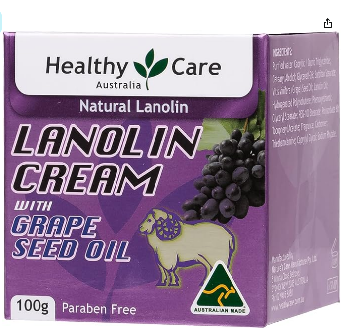 Healthy Care Lanolin Cream with Grape Seed, Purple, 100 g